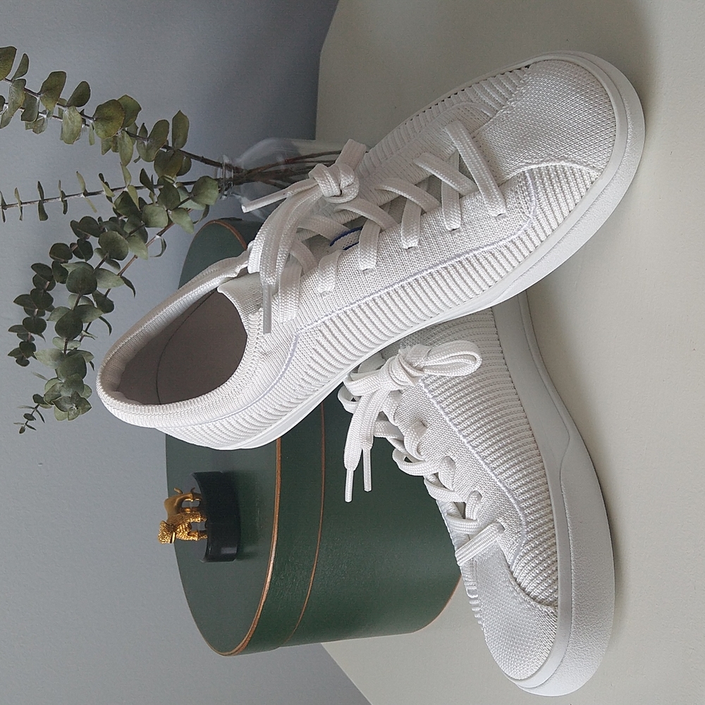 Rothy's Bright White Lace-Up Sneakers, Size 7
